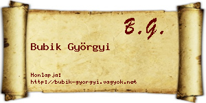 Bubik Györgyi névjegykártya